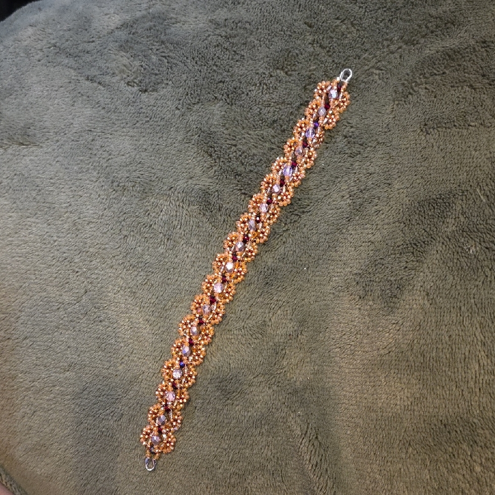 Elegant Beaded Bracelet in Orange and Purple